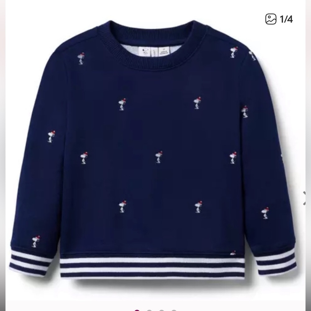 NWT-  Janie and Jack PEANUTS™ Snoopy Santa Striped Cuff Sweatshirt